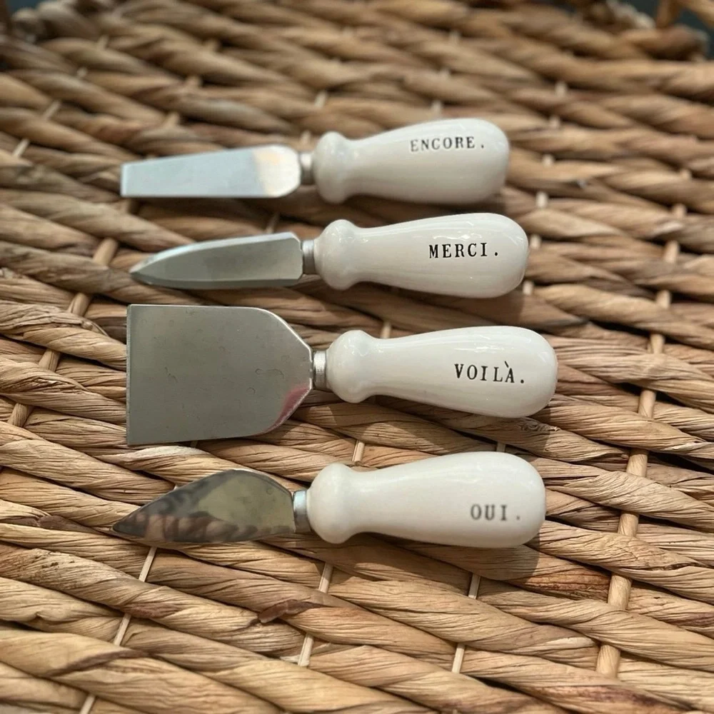 Rare HTF Discontinued Rae Dunn Boutique Vintage French Cheese Knives Set of 4